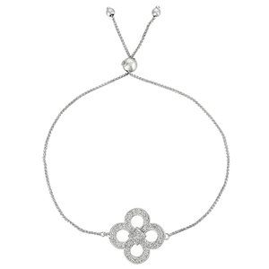 0.37 Carat Bolo Diamond Clover Bracelet 14K White
